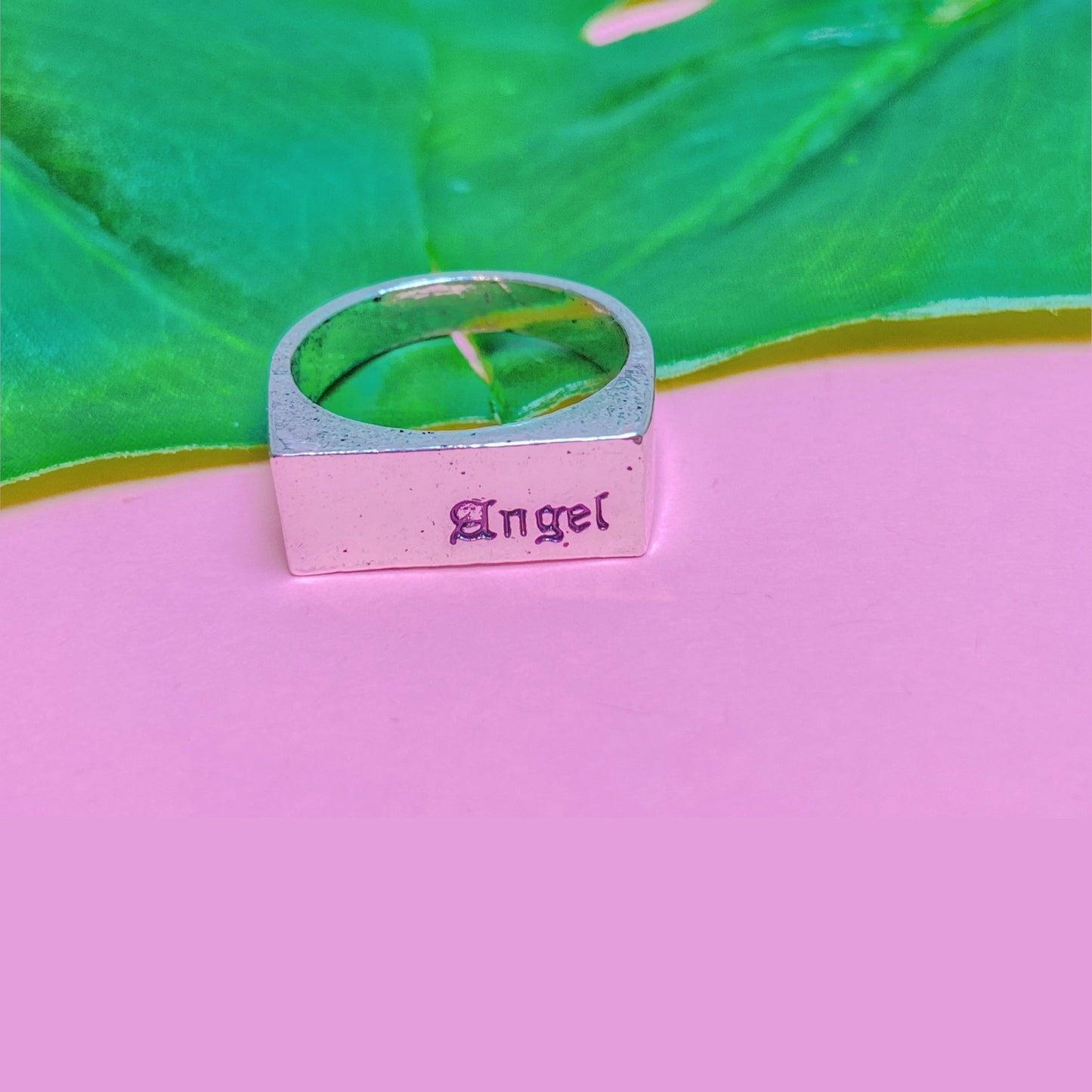 Angel Word Engraved Ring