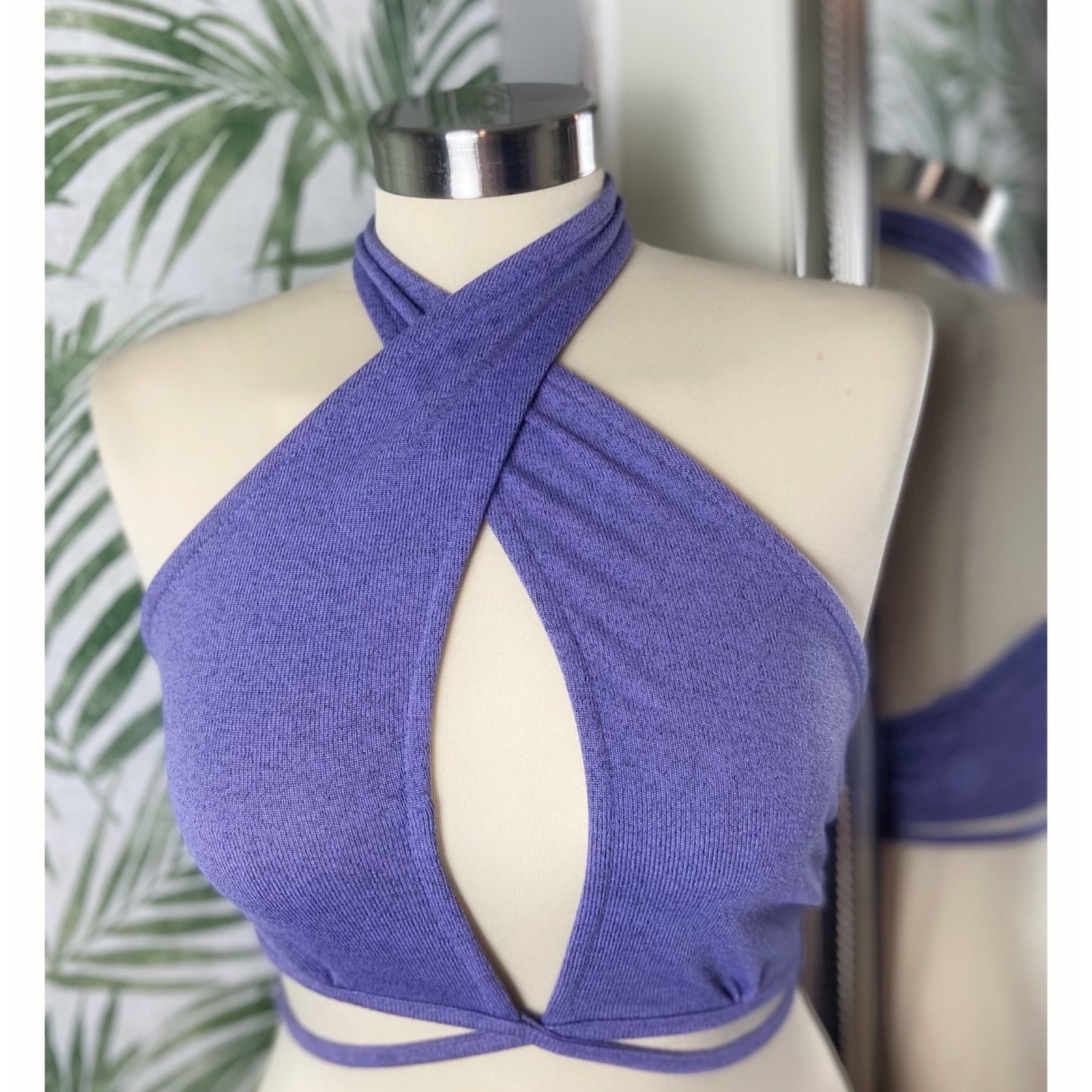 Purple Cross Over Halter Top