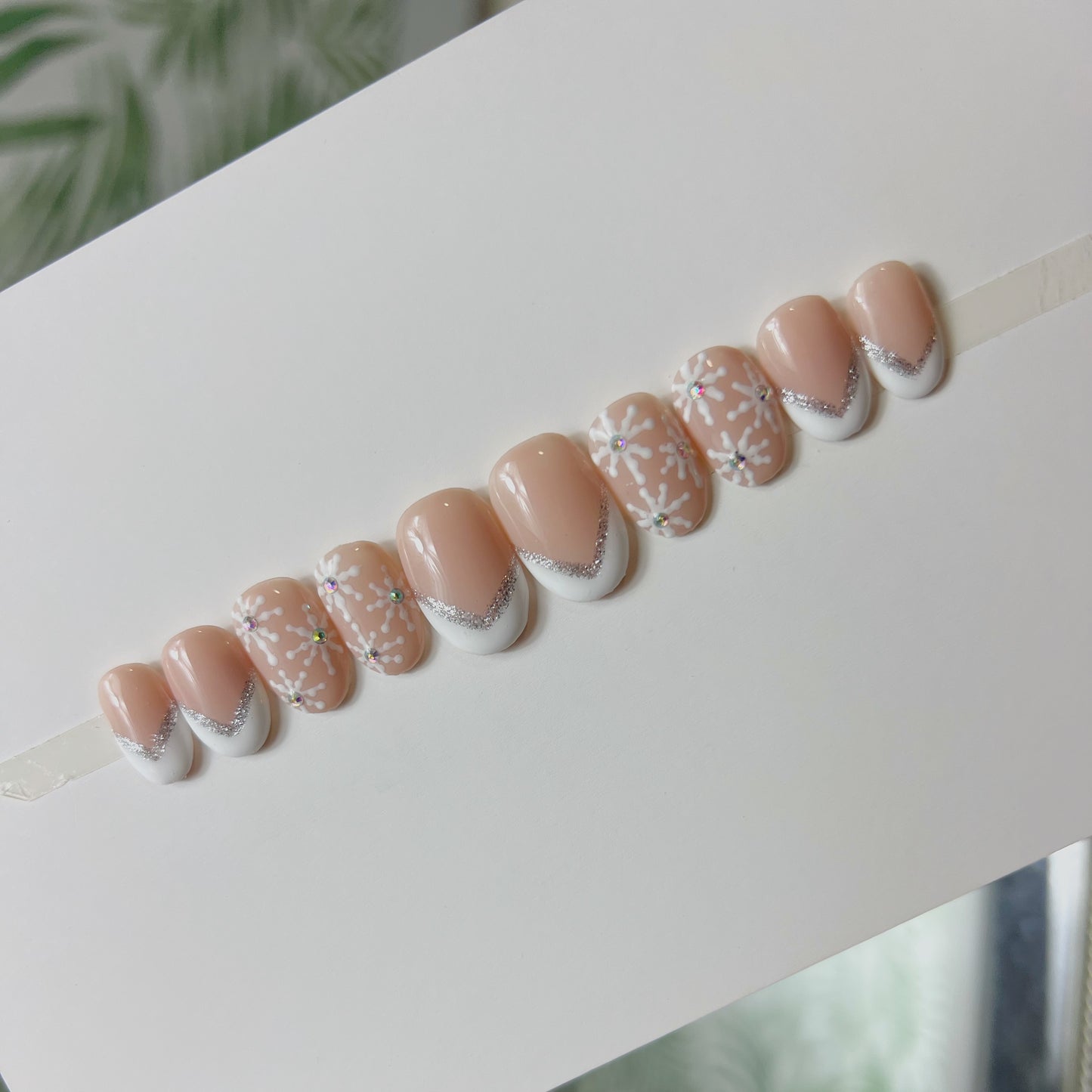 Snowflake French Tip Press On Nails