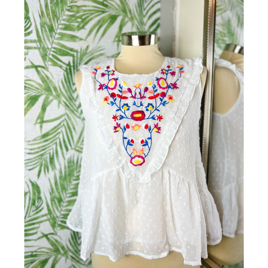 White Embroidered Top