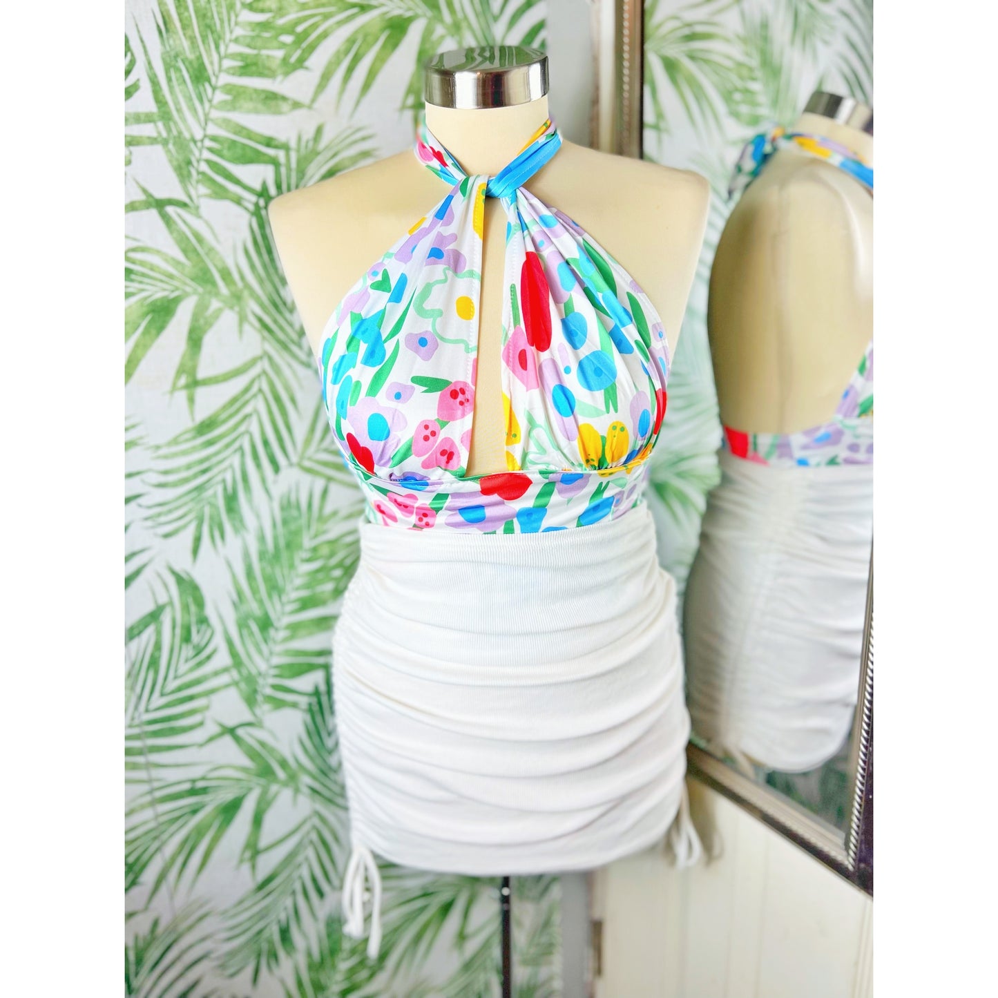 Maddie Floral Halter Crop Top