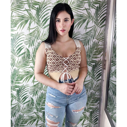 Lana Tie Up Knit Crop Top