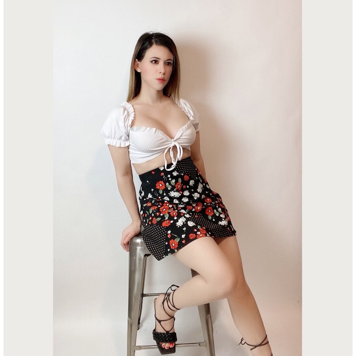 Floral Print A-Line  Mini Skirt