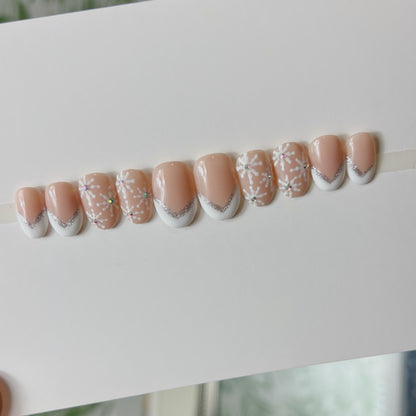 Snowflake French Tip Press On Nails