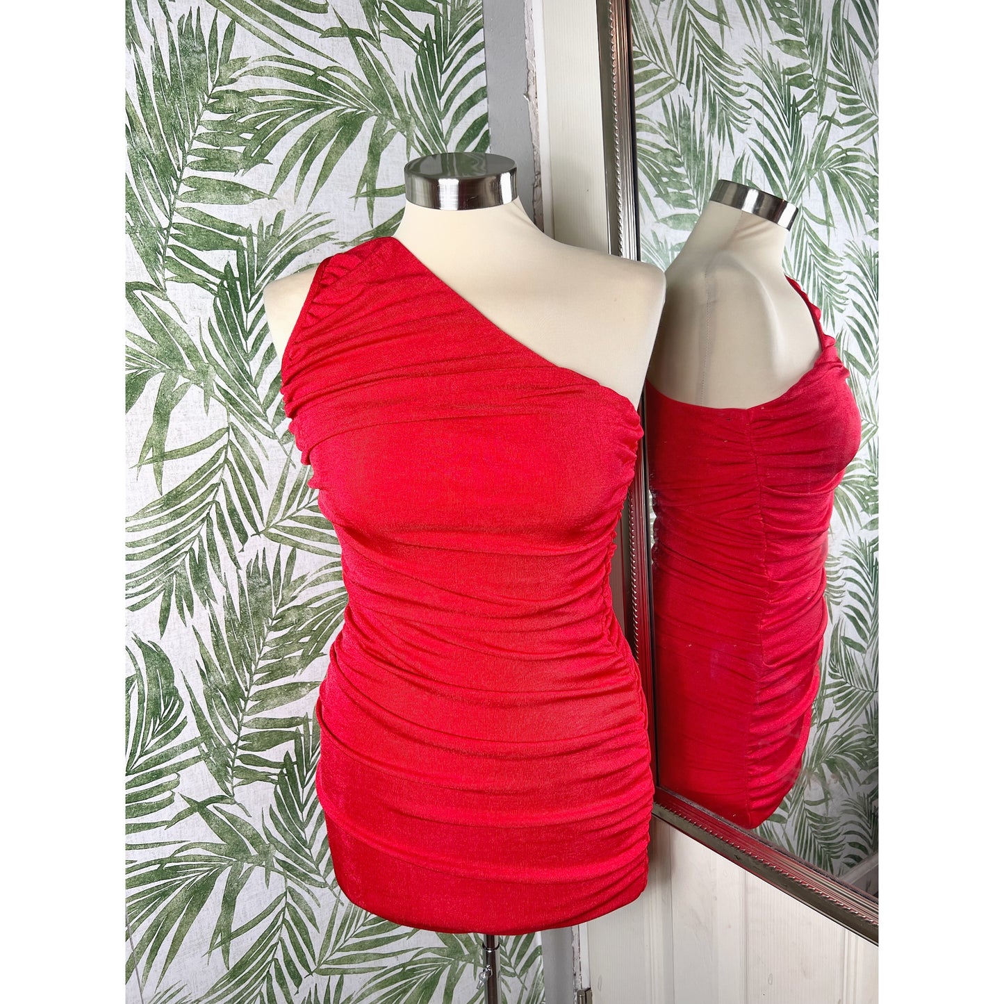 Royals Red Ruched One Shoulder Mini Dress