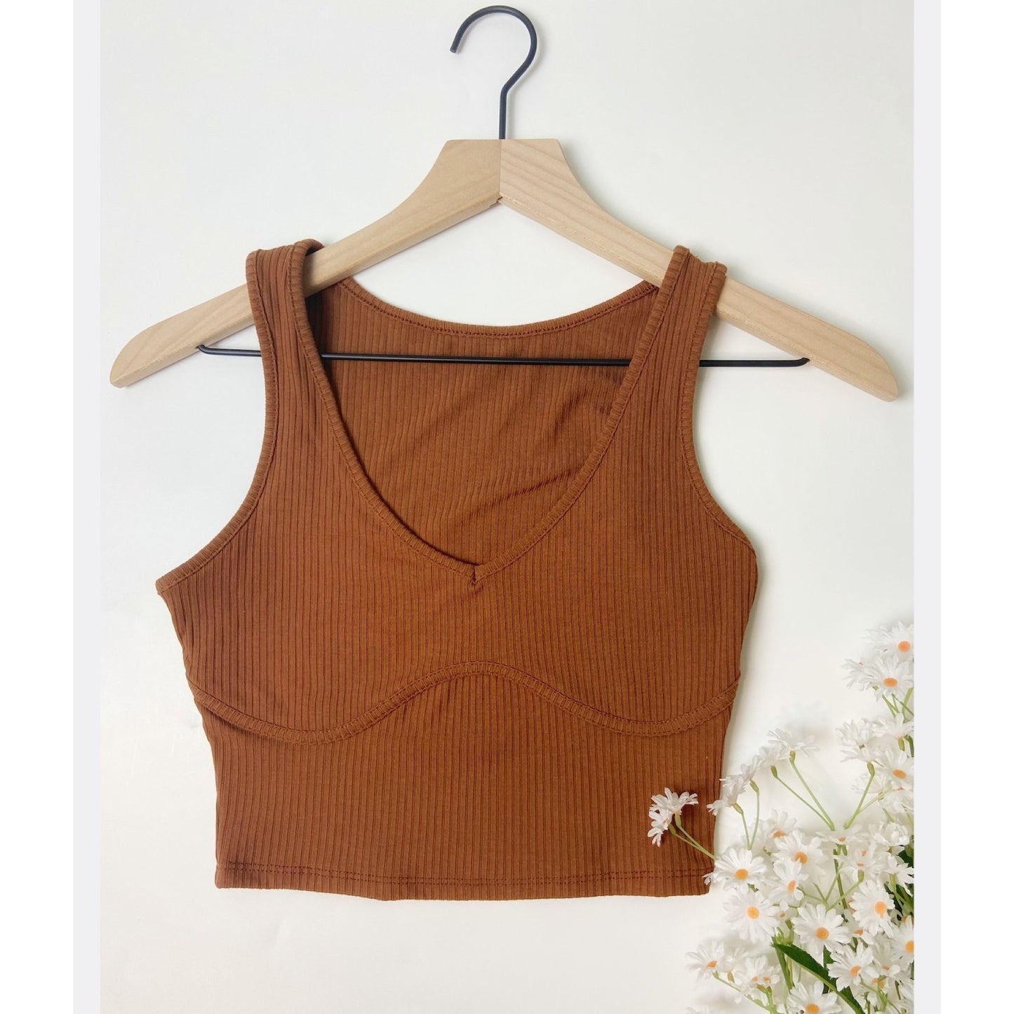 Pumpkin Spice Rib Knitted Tank Top