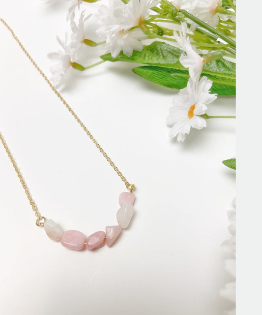 Pink Selenite Healing Stone Necklace