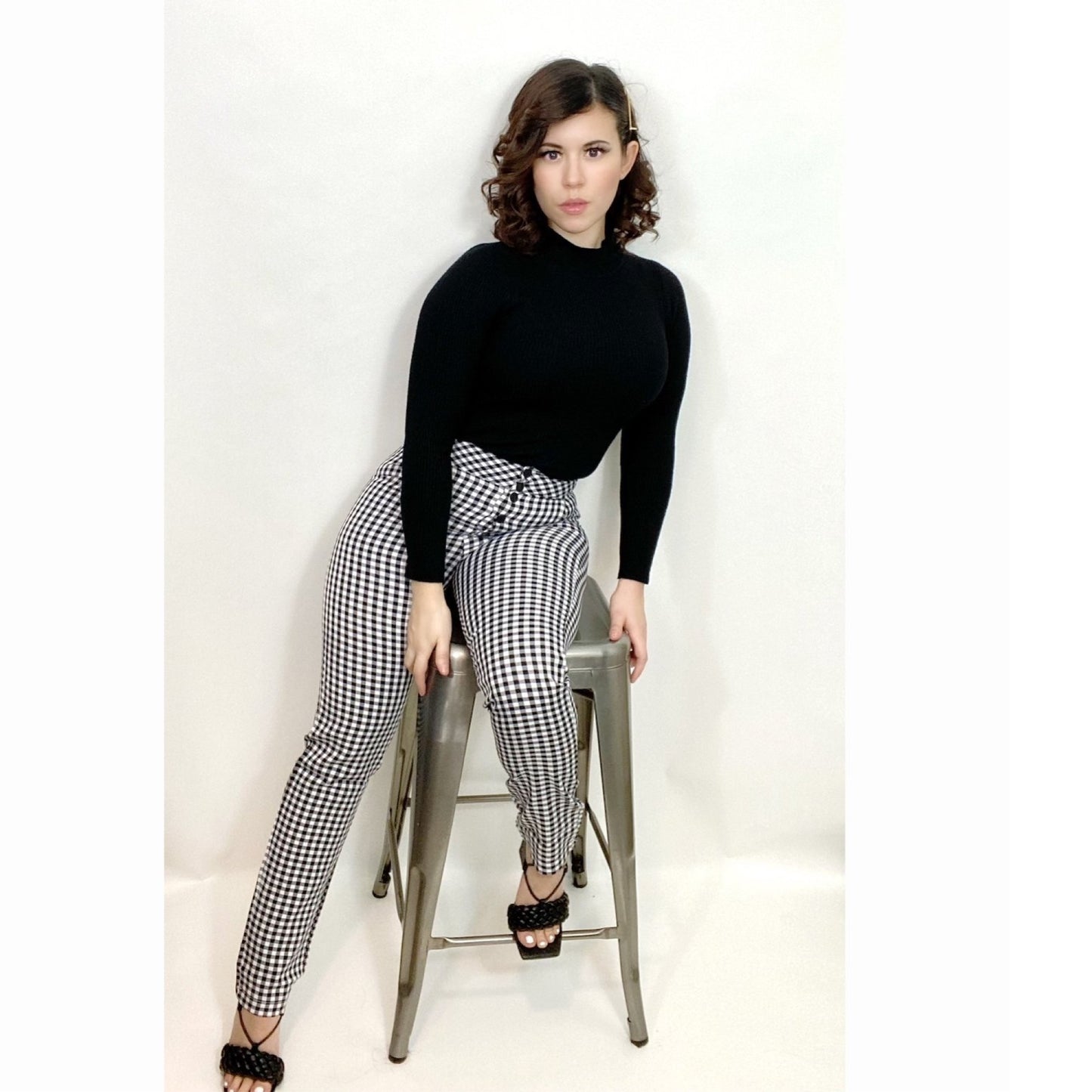 Black And White Gingham Trousers Pants