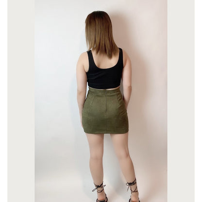 Army Green Lace Up Mini Skirt