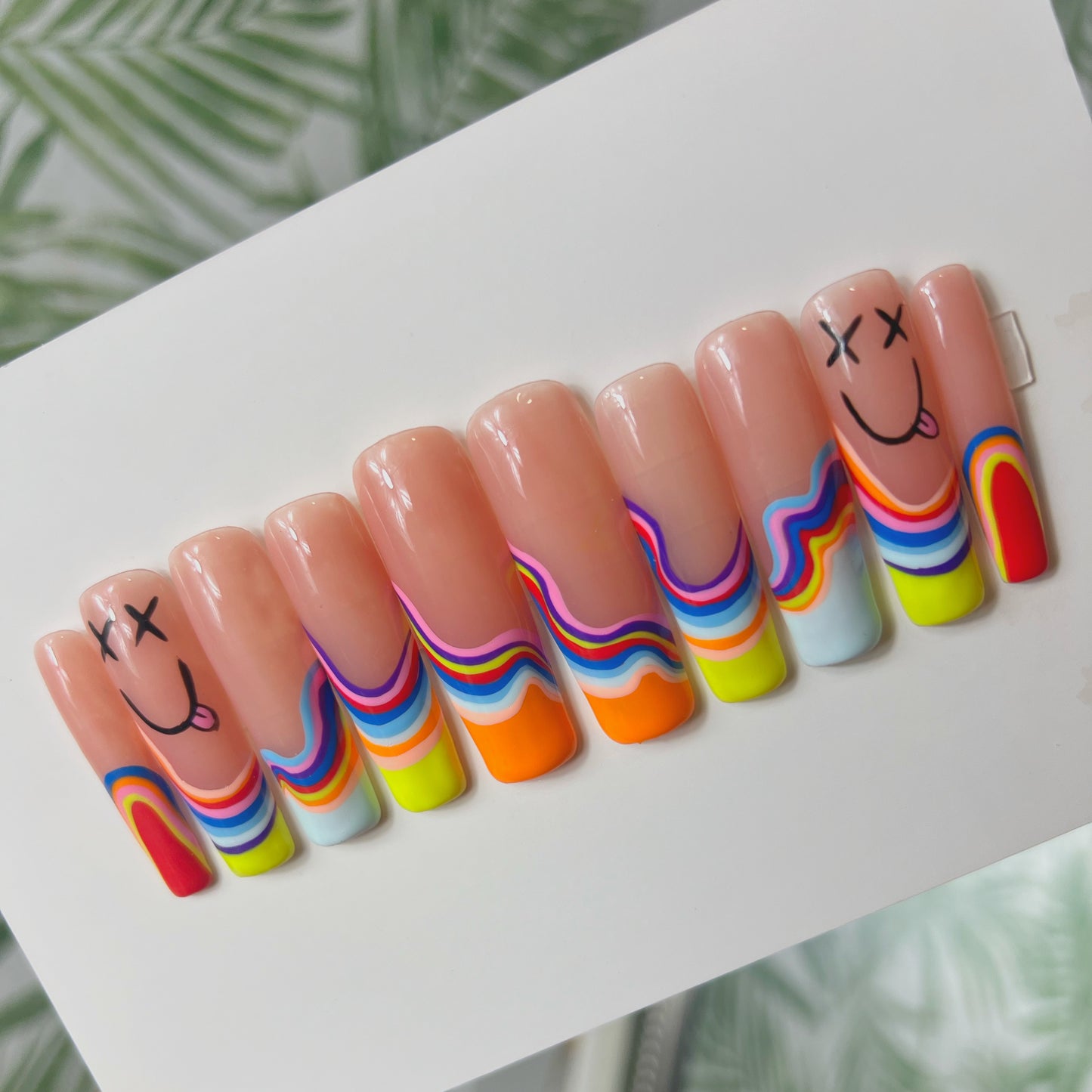 Silly Rainbow Swirls Acrylic Press on nails