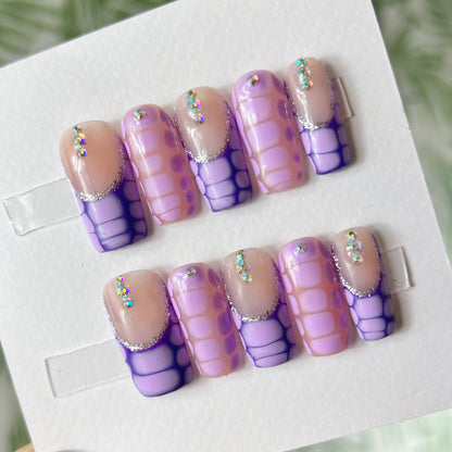 Purple Snake Print Press on nails