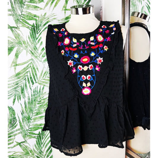 Black Embroidered Top