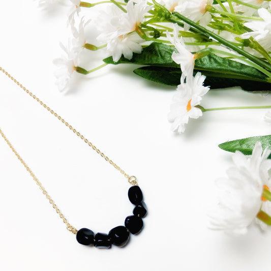 Black Obsidian Gold Necklace