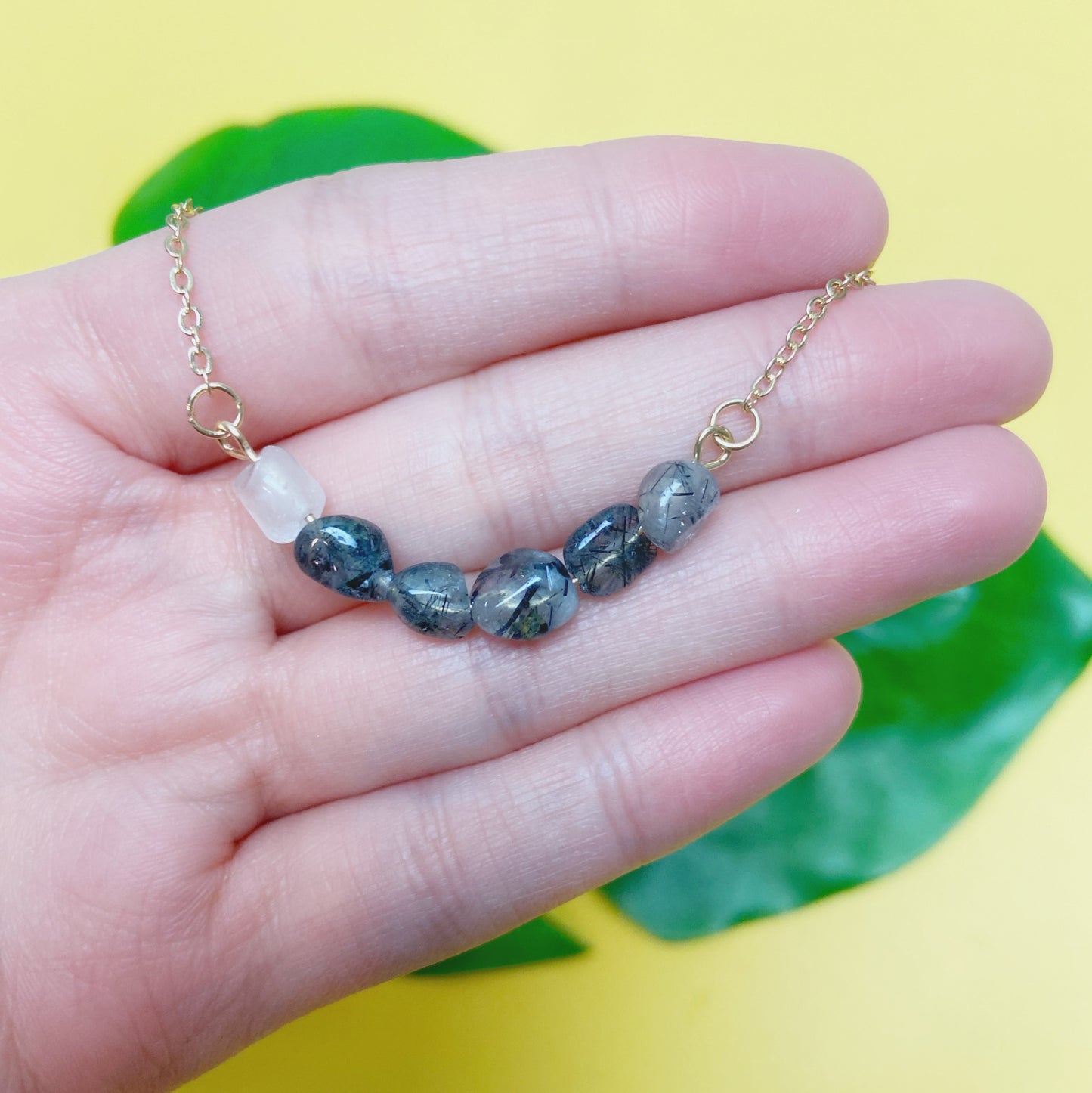 Tourmaline Quartz Crystal Stone Necklace