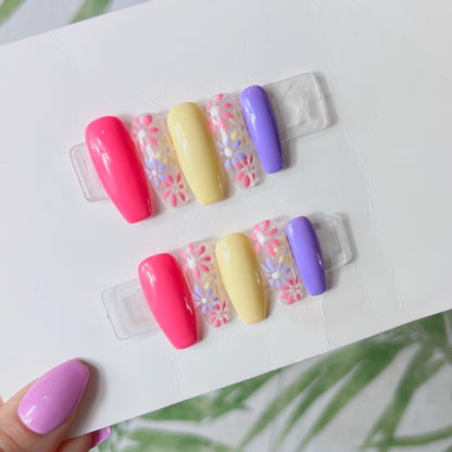 Multicolor Floral Spring Press On Nails