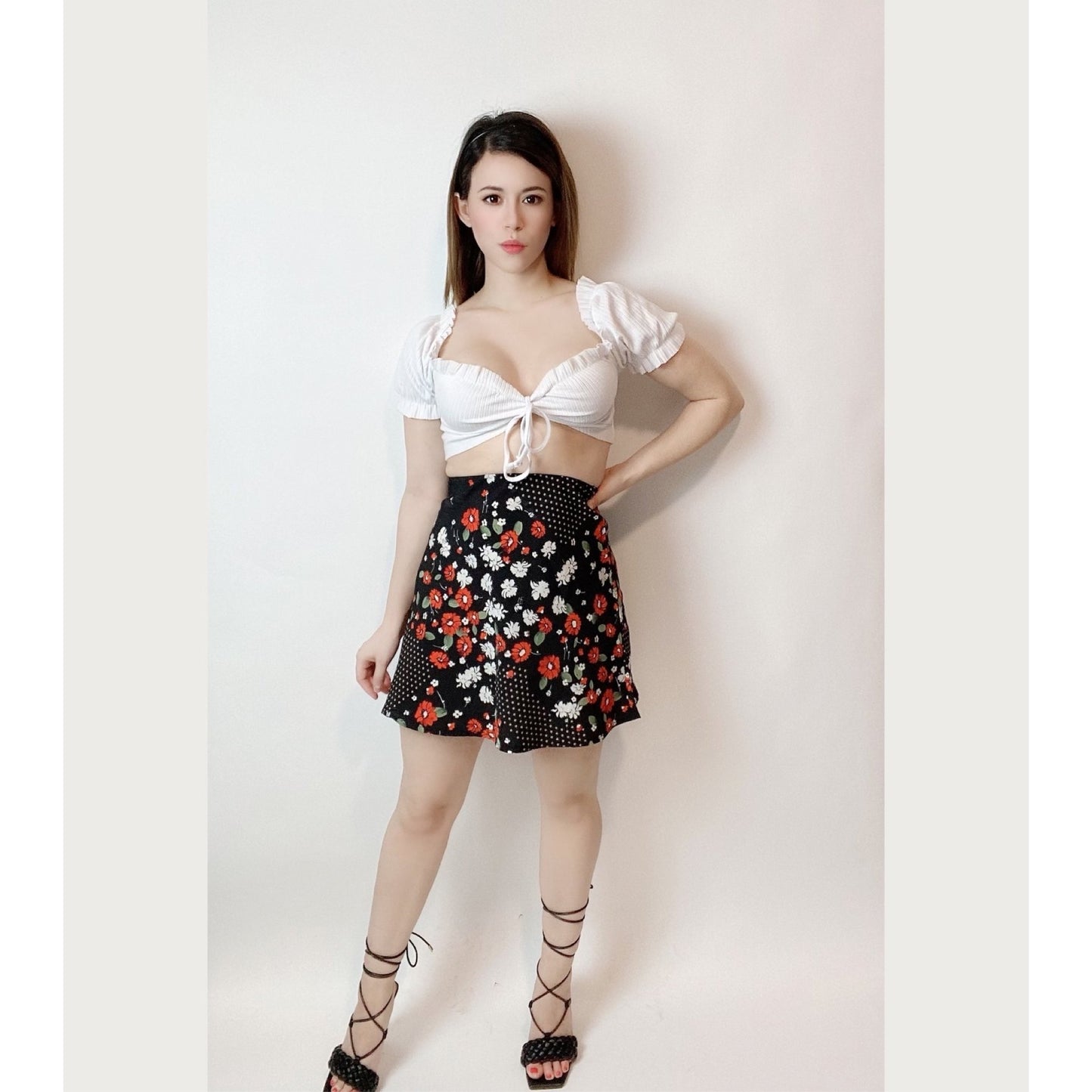 Floral Print A-Line  Mini Skirt